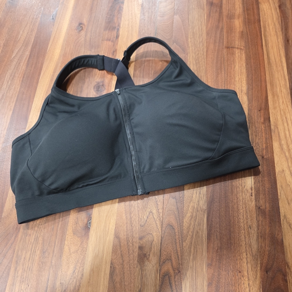 Duluth Trading Co. High Impact  Bonded Zip Front Women's Black Sports Bra 24W